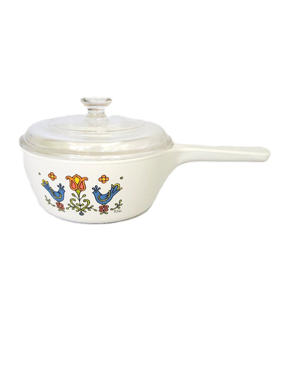 Vintage Corning Ware Country Festival P-82-B 1.5 Pint Sauce Pan Glass Pyrex Lid
